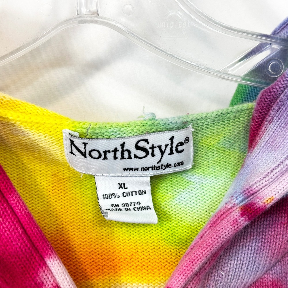 NorthStyle XL Jacket Handmade Tie Dye Cotton Knit Zip Up Hoodie Rainbow 1742 - Picture 12 of 12
